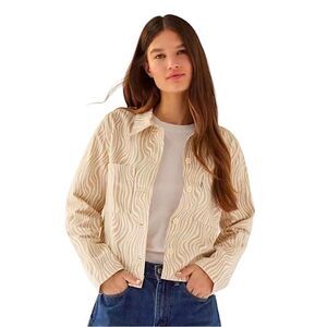 Levi’s Shrunken Denim Chore Jacket Cropped Zebra Wavy Lines Womens Size Small